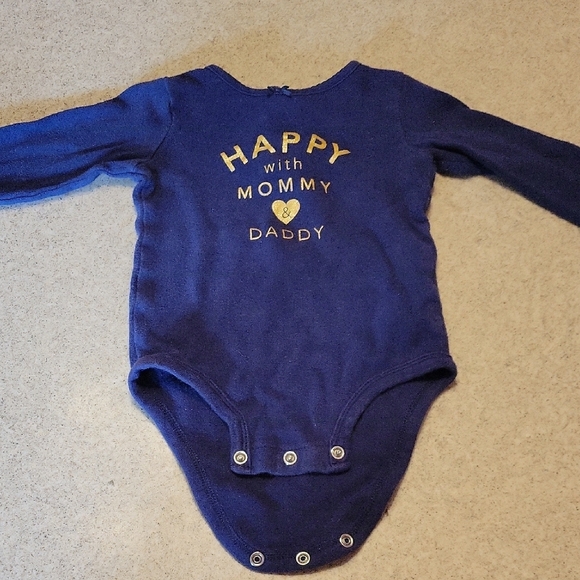 Blue Baby Onesie with Gold Print - Picture 1 of 4